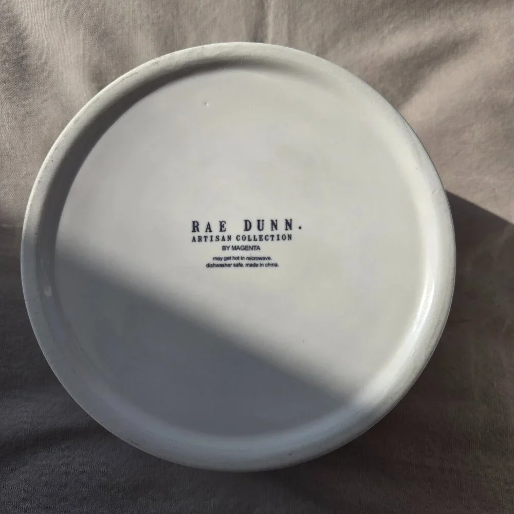 Rae Dunn WOOF Dog Bowl Red Inside Large Letters